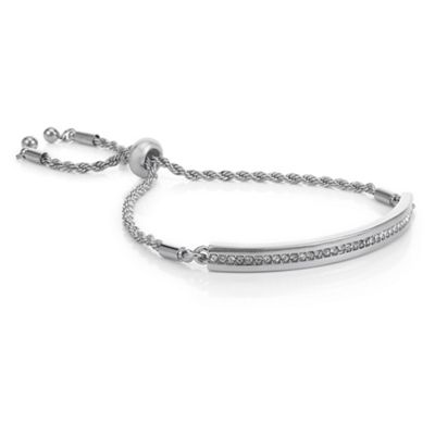 Designer silver crystal toggle bracelet
